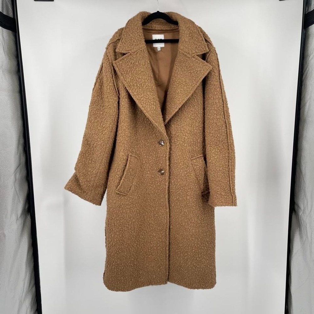 OAT New York Peacoat Jacket Teddy Boucle Medium Button Down Classic Quiet Luxury